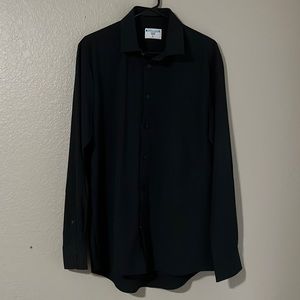 &Collar black button down shirt, L